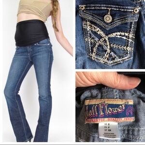 Y2K Wallflower Maternity Sz S Bootcut Flare Over Bump Panel Flap Pocket Jeans S